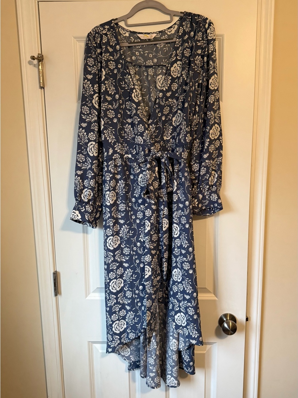 LC Lauren Conrad Blue Floral Wrap Dress